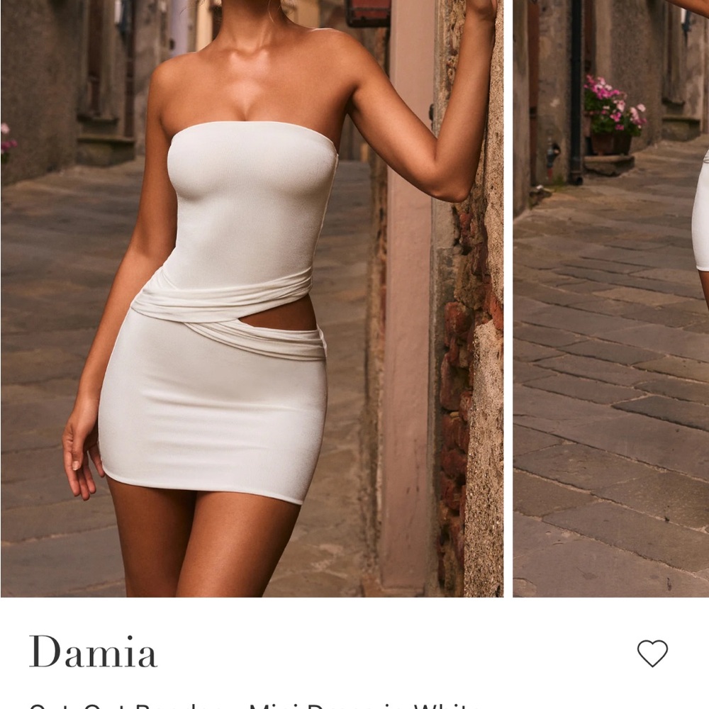 Oh Polly Damia Strapless White Mini Dress